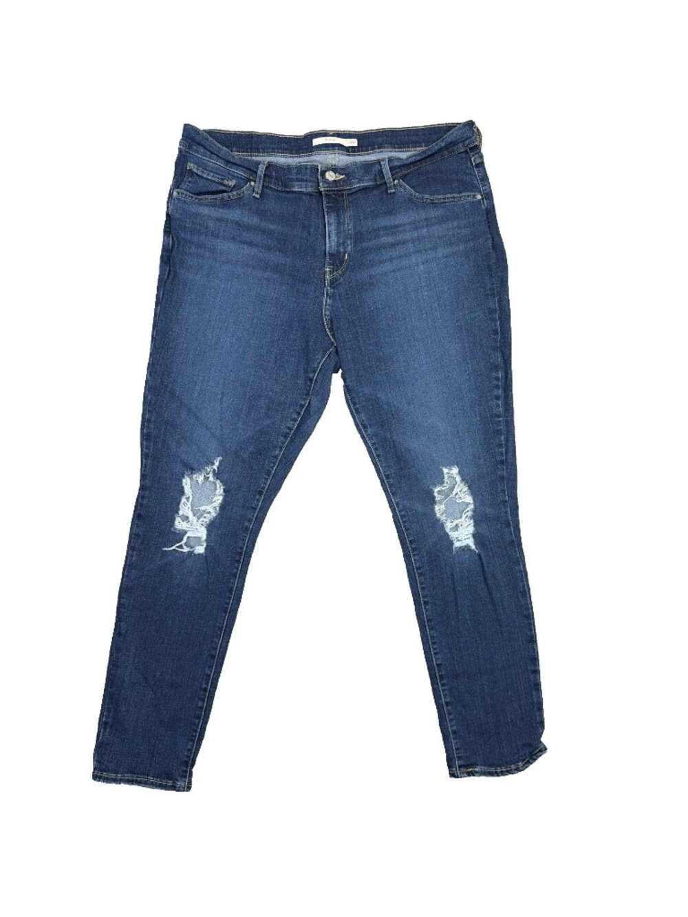 Levis 711 Skinny Jeans Womens 18W Dark Wash Distressed Ripped Stretch Denim